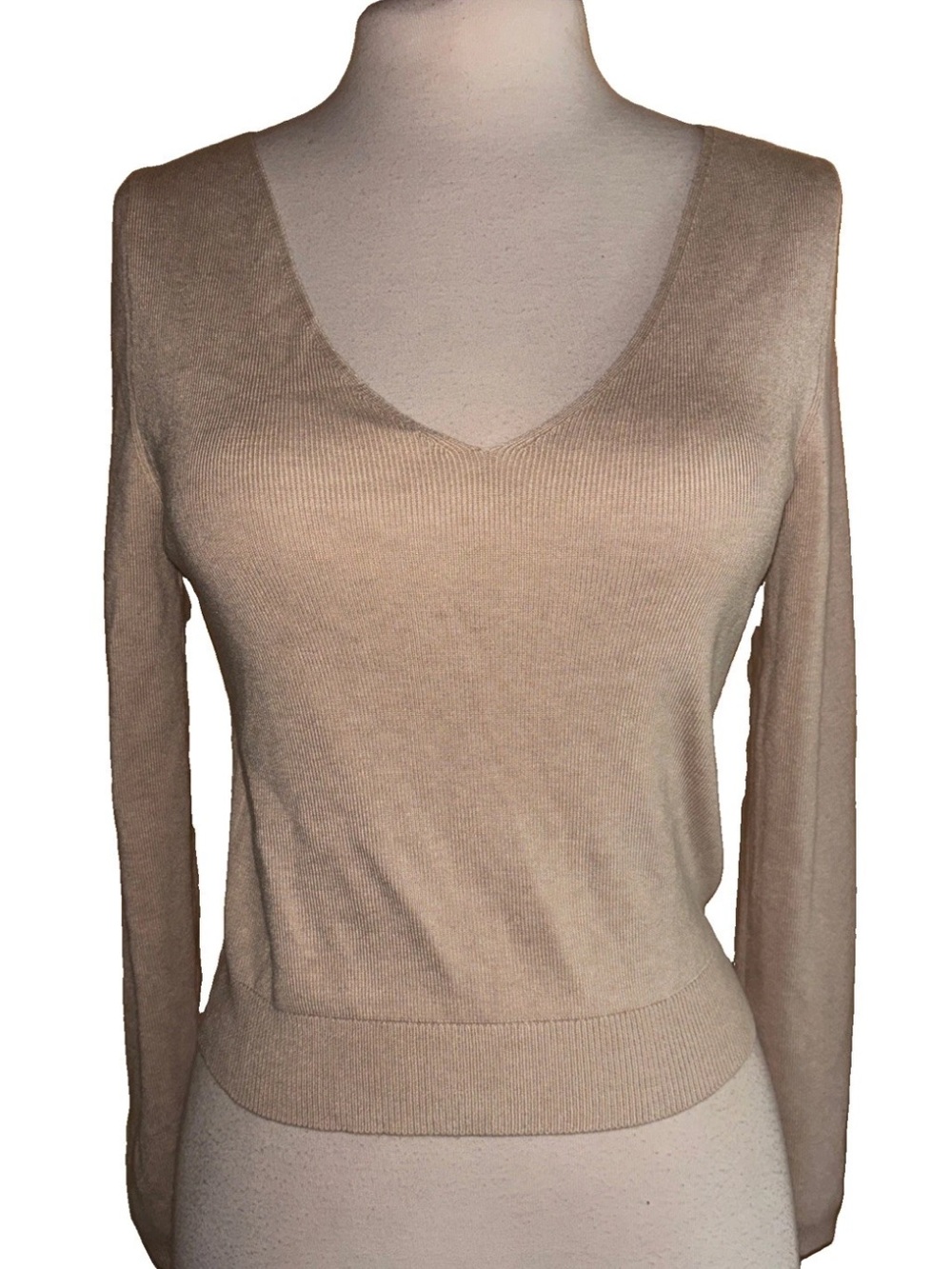 Pink Rose Heather Oatmeal Ribbed Knit Top